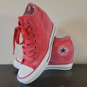 Converse Chuck Taylor All Star Mid Lux Washed Canvas Hidden Wedges Faded Size 9